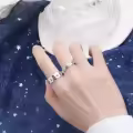 wholesale Metal Material: S925 Sterling Silver Unisex Couple Rings Heart Sutra Trendy Personalized Adjustable Open Ring Retro Thai Silver Six Mantra-0-4