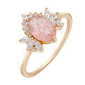 wholesale S925 Sterling Silver with Pink Strawberry Quartz and Zircon, DuLi Jewelry's Instagram-style Luxury Ring, Fashionable and Niche-0-5
