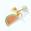 wholesale S925 silver plated with 10K gold Korean creative watermelon fruit earrings cute and fresh earrings one-piece drop shipping-0-2
