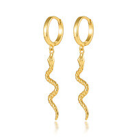 wholesale 925 Sterling Silver Small Animal Spirit Snake Hoop Earrings with Unique Trendy Niche Design, Cold and Aloof Style with Tassels-Gold 925 silver