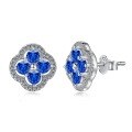 wholesale S925 Sterling Silver Korean New Style Four-Leaf Clover Necklace Ring Earrings Set with Colorful Zircon Inlay Design Wholesale Women's Jewelry-0-8