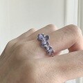 wholesale S925 Sterling Silver Monet Wisteria Flower Ring Romantic and Exquisite Vintage Purple Flower Enamel Drop Ring for Women-0-0