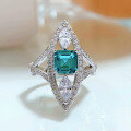wholesale 925 silver ring with a stunning 6*6 natural cut pagoda-shaped paraiba tourmaline in an eye-catching-0-0
