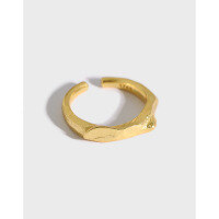 wholesale S925 Sterling Silver 270 Korean Version Versatile Ring Ins New Irregular Geometric Concave-Convex Surface Open Adjustable Ring for Women-18K Gold [No. 15/Adjustable] Opening adjustable