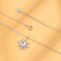 wholesale Metal material, small niche design luxury clavicle chain snowflake octagram necklace for women elegant full drill moonstone pendant birthday gift-0-3