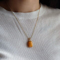 wholesale S925 silver minimalist premium natural antique beeswax plain pendant chicken oil yellow amber necklace-0-3