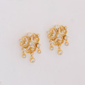 wholesale S925 sterling silver gold-plated, Dunli Jewelry lightweight luxury lace hollow retro earrings for women with micro-set zirconia ear accessories-0-1