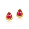 wholesale 10K Gold Plated S925 Silver Pigeon Blood Red Corundum Drop Earrings for Women, Japanese and Korean Creative Design, Fresh and Versatile High-End Style-0-4