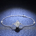 925 Silver Moissanite Four-Leaf Clover Simple Women's Bracelet Live Factory Direct-0-4
