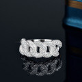 S925 Silver Moissanite Double Row Crossover Cuban Ring-0-1