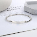 wholesale S925 Sterling Silver Korean Style Minimalist Smooth Square Tube Clasp Splice Side Chain Personality Bracelet-0-0