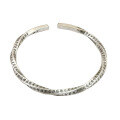 wholesale 999 Silver Ethnic Handmade Exotic Vintage Matte Bracelet for Men, Twisted Wave Prajna Heart Sutra Bangle for Women, Open-Ended Solid-0-4