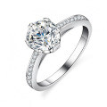 Sterling Silver D Color Moissanite Ring, 1 Carat Six-Prong Classic Style-0-2