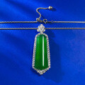 wholesale S925 Silver New Pendant Necklace with Emperor Green Jadeite-Inlaid Green Chalcedony "Rising Step by Step" Adjustable-0-2