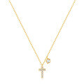 wholesale 925 Sterling Silver Exquisite Flower Cross Diamond Pendant Choker Necklace,INS-0-4