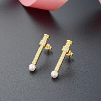 wholesale S925 sterling silver summer small fresh niche shell pearl earrings lightweight luxury earrings internet-famous earrings ins style-Gold earrings>925 silver