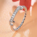 wholesale 925 Sterling Silver Ring for Women, Ins Niche Design with Diamond Accents, Interlocking Hoop, Twist Rope Vine Pattern Moissanite Ring-0-1