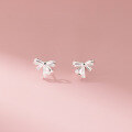 wholesale S925 Sterling Silver Ribbon Bow Ear Studs Sweet Bow Line Twist Screw Helix Earrings M06683-0-3