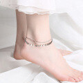 wholesale S925 Sterling Silver Cloud-themed Ankle Bracelet, Double-layer Stackable Cross Engraved Chain and Round Disc Anklet, Three-dimensional Fashion, Wholesale-0-1