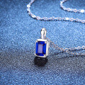 S925 Sterling Silver Lab Emerald Ruby Sapphire Moissanite Simple Necklace Wholesale-0-2