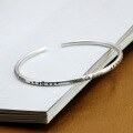 wholesale 925 Sterling Silver Handcrafted Chiang Mai Floral Pattern Bangle for Women, Vintage Student Bohemian Style Thai Silver Jewelry-0-5