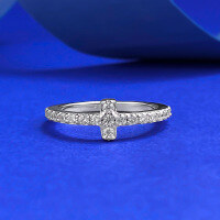 wholesale Metal: S925 Silver European and American style geometric cross ring, minimalist and versatile, ins style cross-border design-R1400 Small Cross Ring  Size 6