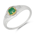 wholesale S925 silver gold-plated, natural green chrysoprase ring with color separation process, lightweight luxury vintage gift for women-0-0