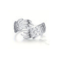 wholesale S925 Sterling Silver Angel Wing Ring Unisex Style Bold and Edgy Neutral Feather Adjustable Open Ring-0-4
