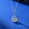 wholesale S925 Sterling Silver Hot-selling Angel's Tear Drop Moissanite Necklace for Women, Versatile Fashion European and American Style Collarbone Chain-0-2