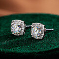 S925 Silver Moissanite Stud Earrings with Luxury Square Box-0-0