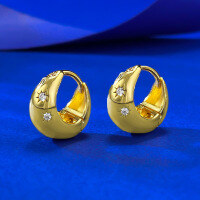 wholesale S925 Gold-Plated Eight-Pointed Star Ear Clasp, Fashionable and Versatile with a High-End Feel, Mu Jing Jewelry Spring and Summer New Collection-E673 Gold Earrings 925 Silver