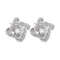 wholesale S925 Sterling Silver Niche Design Instagram Style Rotating Flower Full Diamond Zirconia Earrings Cross-border TEMU Drop Shipping-0-3