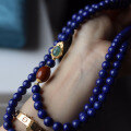 wholesale Antique silver with natural old-mine Afghan lapis lazuli multi-strand bracelet originally designed with antique-style jade beaded bracelet-0-3