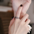 wholesale S925 Sterling Silver Retro Multi-Layer Wide Geometric Ring Hip-Hop Punk Women's Index Finger Ring-0-3
