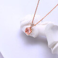 wholesale S925 silver gold-plated new romantic flower necklace with natural rose quartz, pink and vibrant, girly heart, collarbone chain-0-2
