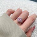 wholesale S925 Sterling Silver New European and American Wedding Ring for Women, 5A Zircon Series Pink Clover Drop Geometric Wholesale-0-1