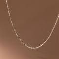wholesale 990 Sterling Silver Fresh and Sweet Style Square Water Wave Chain Necklace, Simple and Delicate Single Layer Collarbone Chain D9897-0-3