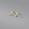 wholesale Sterling Silver S925 Musical Note Earrings Women Korean Style Asymmetrical Earrings Small and Simple Jewelry E4979-0-0