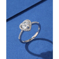 wholesale S925 Sterling Silver Moissanite 1 Carat Heart-Shaped Ring Women's Luxury Wedding Engagement Ring Gift for Girlfriend-1 carat moissanite diamond ring 925 silver 16