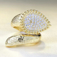 wholesale S925 Silver New Bohemian Style Simulated Diamond Snake-shaped Adjustable Ring for Women-K046 Gold Adjustable opening
