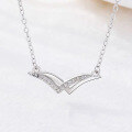 wholesale S925 Sterling Silver Maker's Flying Seagull Necklace, Korean-style Double V Light Luxury Niche W Letter Minimalist Collarbone Chain Jewelry-0-5