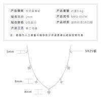 Sterling Silver Four-Leaf Clover Moissanite Necklace, Light Luxury Style-Four-leaf clover and shooting star necklace [White Gold  925 Silver]