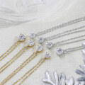 wholesale 925 Silver Gold Plated Japanese Style Commuter Minimalist Clavicle Chain with Three-Prong Moissanite Diamond Necklace, Same Style as aget*-0-5