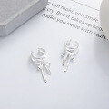 wholesale S925 Sterling Silver Korean-style Creative Multi-layer Line Spliced Bow Earrings with Design Sense and Versatile Clip-on for Women-0-2
