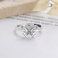 wholesale S925 Sterling Silver Pastoral Style New Chinese Butterfly Design Ring, Trendy and Elegant Index Finger Ring for Women-0-1