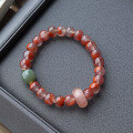 wholesale Sterling silver original natural waxi material icy rose red 8*9mm old bead single-strand bracelet nanhong icy bracelet-0-0