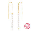 wholesale S925 silver earrings with elegant and versatile minimalist design, featuring long pearl and shell bead drop tassel ear threads, cross-border hot-selling accessories-0-4