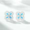 S925 Silver Zirconia Four-Leaf Clover Stud Earrings, High-Carbon Diamond, Ins Style-0-0