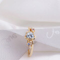wholesale [K]S925 Sterling Silver Plated with Gold, Summer New Natural Sky Blue Topaz Flower Ring, Fresh and Elegant Women's Ring-0-3
