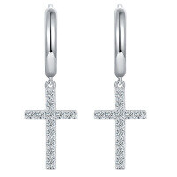wholesale 925 Silver Amazon Bestseller Hip-Hop Style Cross D Color VVS Moissanite Stud Earrings Unisex-Platinum>925 silver